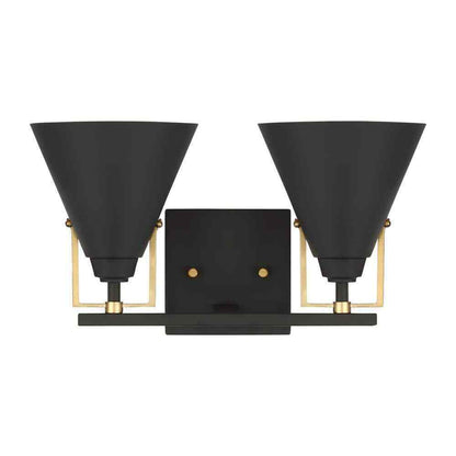 Home Decorators Insdale 2-Light Matte Black Modern Bathroom Vanity Light