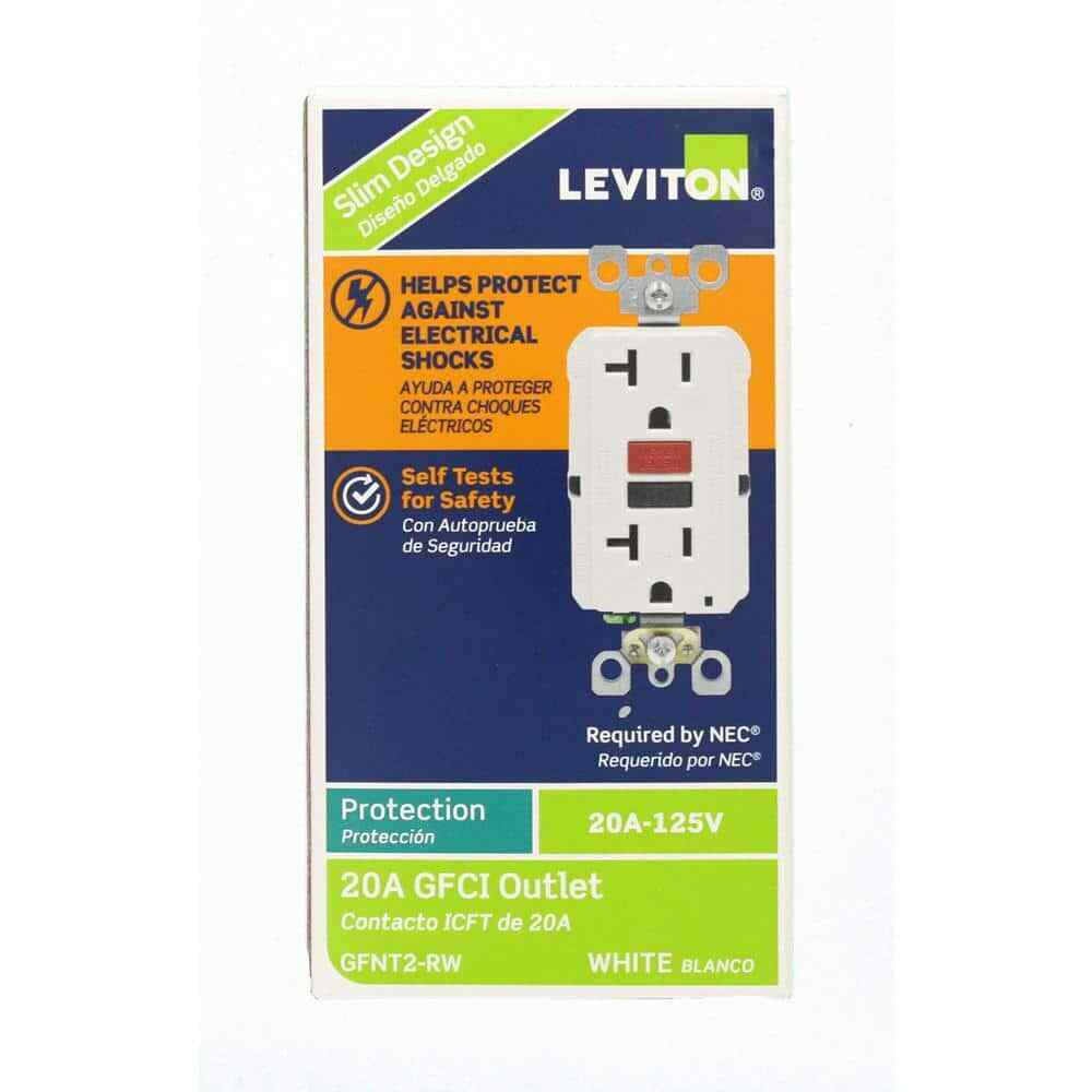 Leviton 20 Amp Self-Test SmartlockPro Slim Duplex GFCI Outlet White
