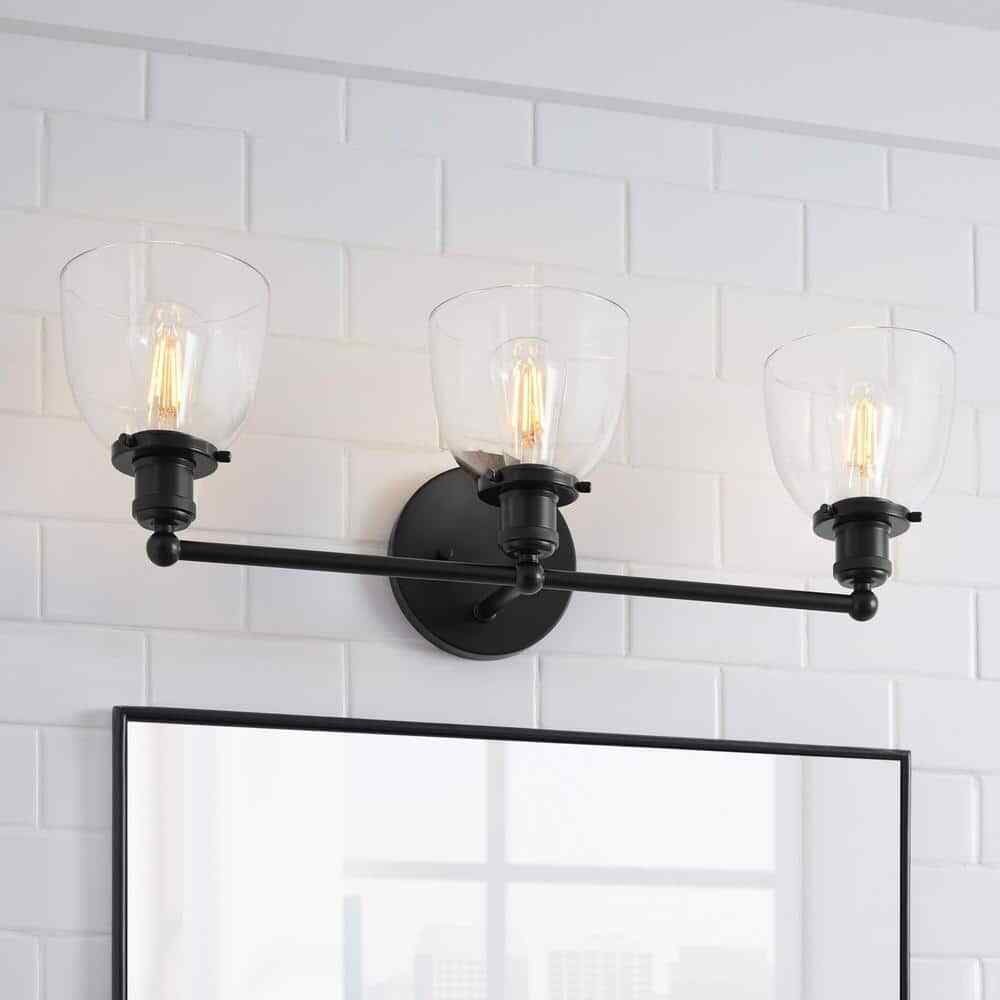 Home Decorators Collection Evelyn 26.75 in. 3-Light Matte Black Modern