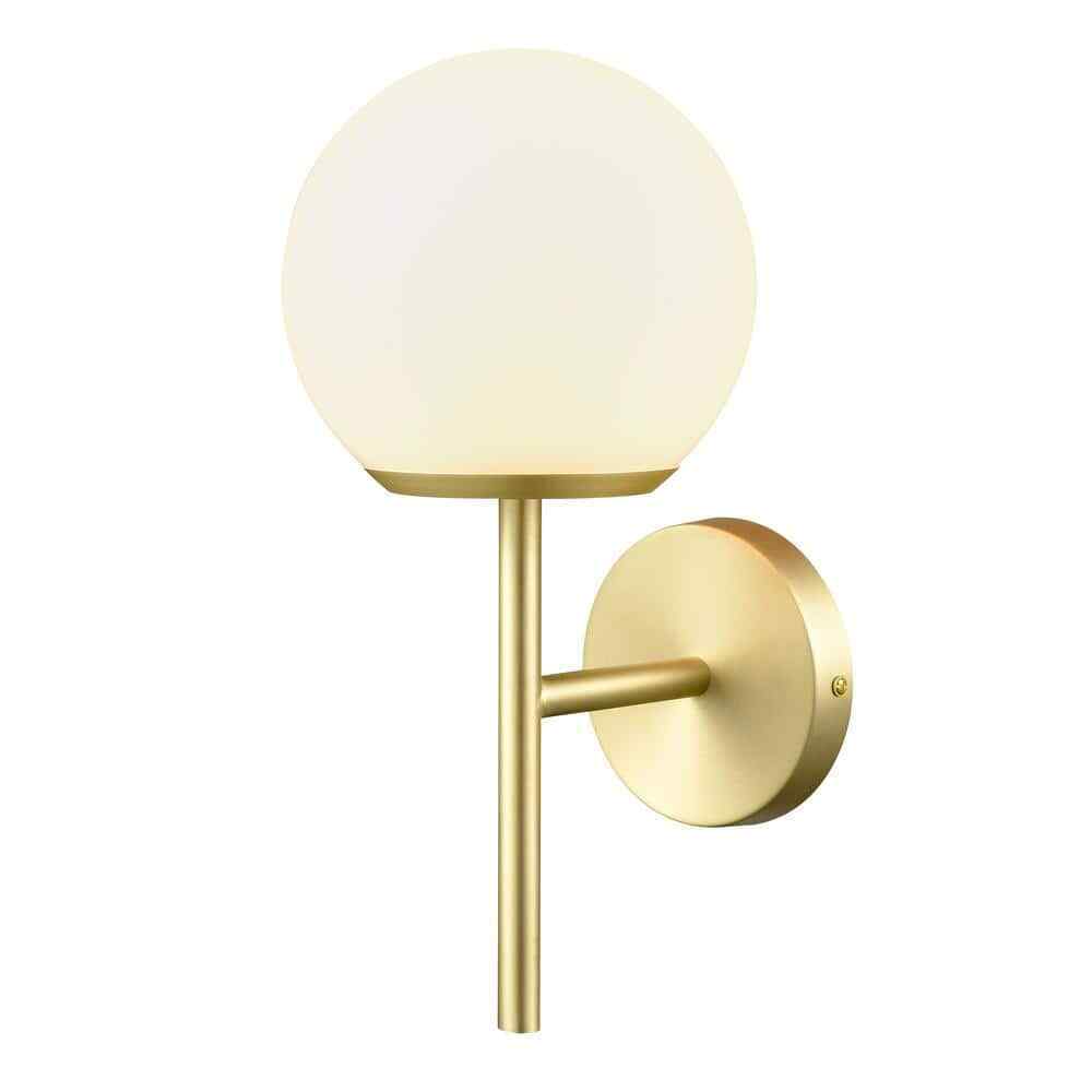 Light Society Anna 5 in. 1-Light Brushed Brass/White Wall Sconce