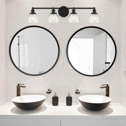 Home Decorators Evelyn 37.5 in. 4-Light Matte Black Modern Bathroom Vanity Light