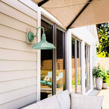 Home Decorators Bell Ridge 14 in. Green Outdoor Large Lantern Wall Sconce