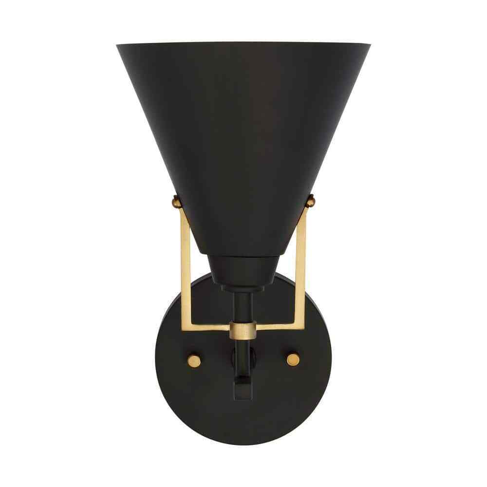 Home Decorators Insdale Matte Black Modern Vanity Light w/ Satin Brass Accents