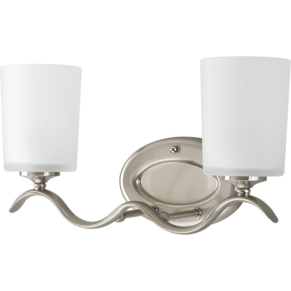 Progress Lighting Inspire 2-Light Brushed Nickel Etched Glass Bath Vanity