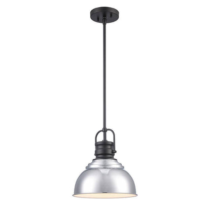 Home Decorators Shelston 10 in. Chrome and Black Farmhouse Pendant Light Fixture