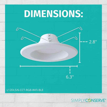 Simply Conserve 5/6 in. Smart Wi-Fi Plus BLE 12-Watt LED Recessed Downlight