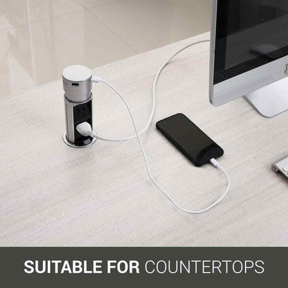 Link2Home Space Saver Pop Up-Outlet 2 Power Outlets 2 USB Ports 2.4 Amp