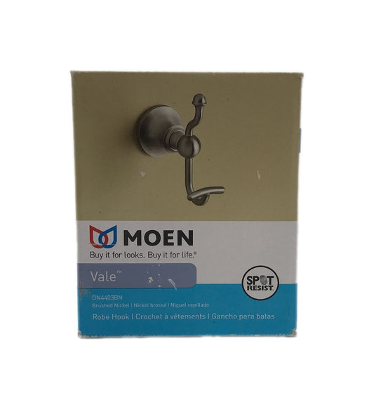 MOEN Vale Double Robe Hook in Spot Resist Brushed Nickel DN4403BN