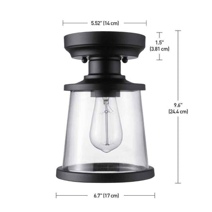 Hampton Bay Rigby 9.6 in. 1-Light Matte Black Round Flush Mount Ceiling Light