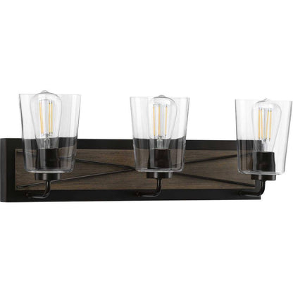 Progress Lighting Briarwood 3-Light Antique Bronze Painted Oak Vanity Light