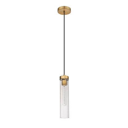 Beau 1-Light Rubbed Brass Pendant Light with Glass Shade 740P-RB