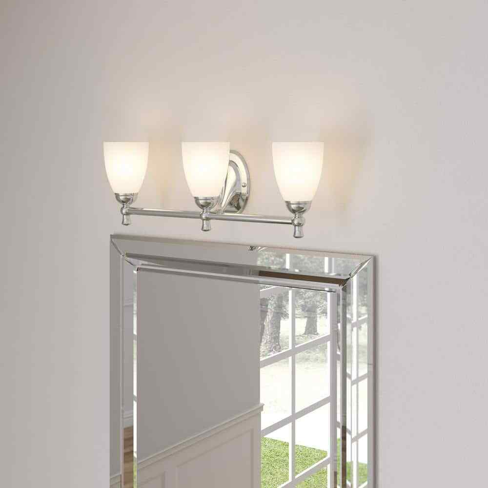 Hampton Bay Solomone  3-Light Polished Chrome Bathroom Vanity Light Fixture
