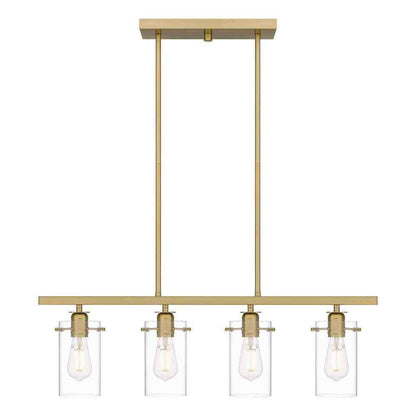 Hampton Bay Regan Brushed Gold Industrial Linear Chandelier  Clear Glass Shades