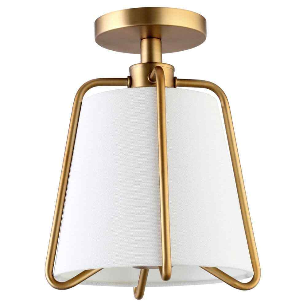 Meyer&Cross Marduk 9.5 in. Brushed Brass Semi Flush Mount with Fabric Shade