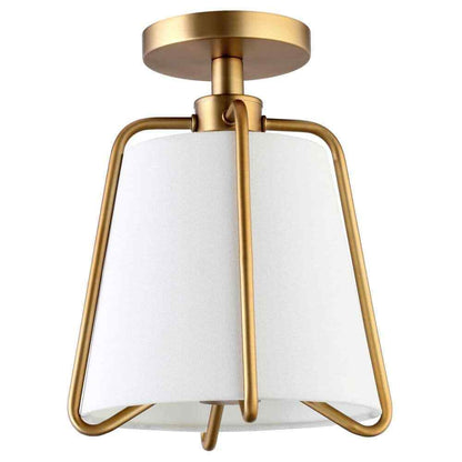 Meyer&Cross Marduk 9.5 in. Brushed Brass Semi Flush Mount with Fabric Shade