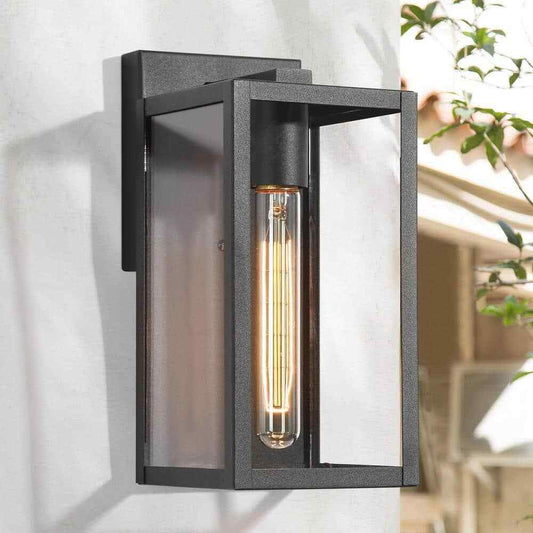LNC Modern Black Outdoor Sconce 1-Light Minimalist Exterior Wall Lantern