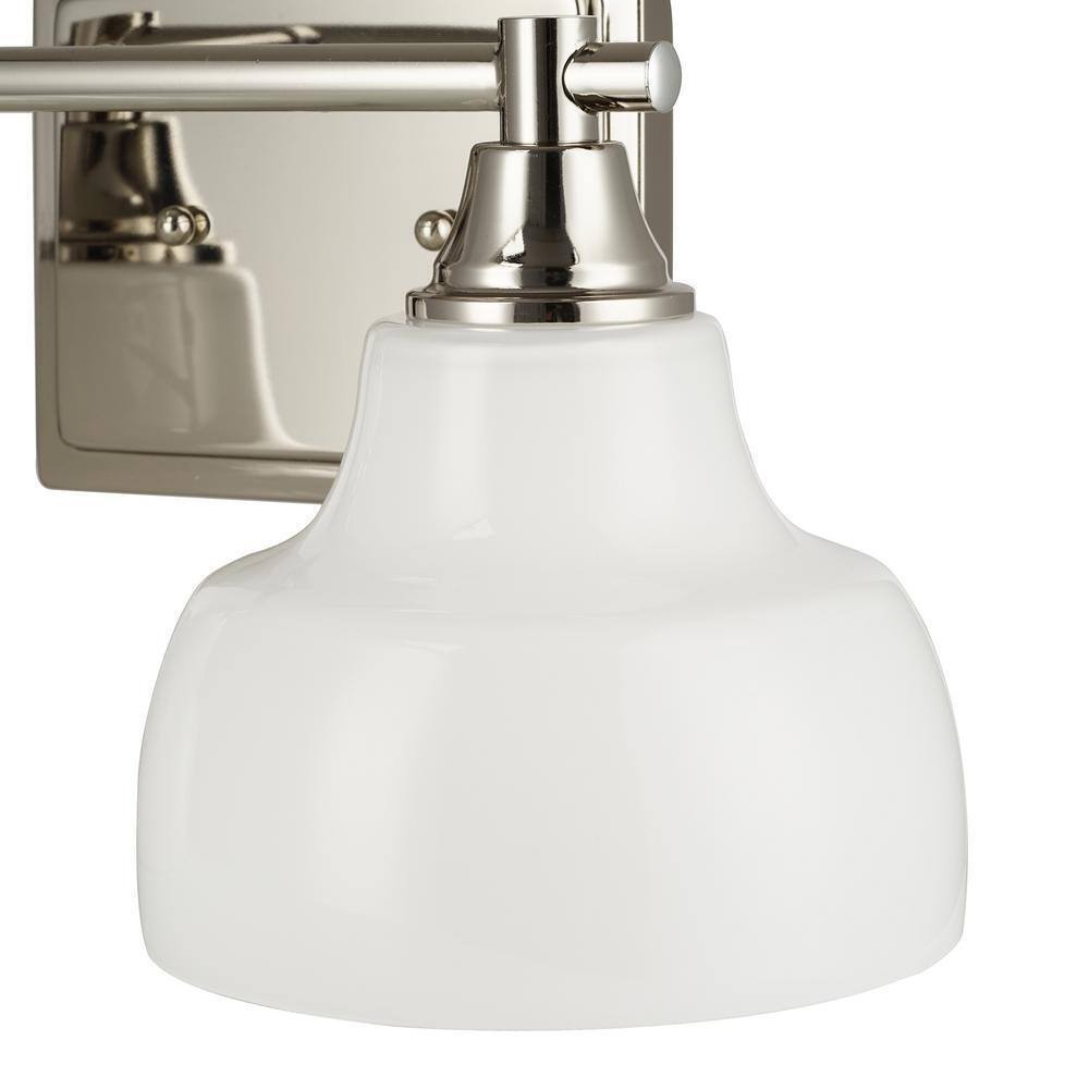 Cresswell 2-Lights Polished Nickel Vanity Light with Milk White Glass Shades