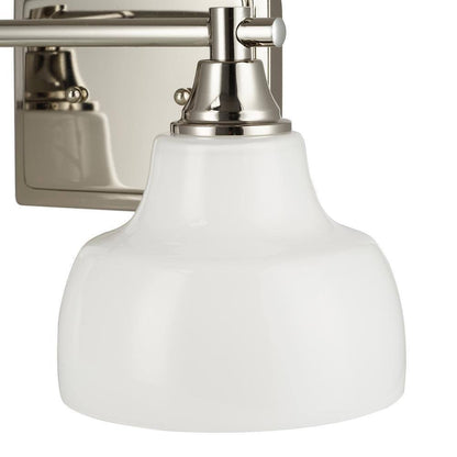 Cresswell 2-Lights Polished Nickel Vanity Light with Milk White Glass Shades