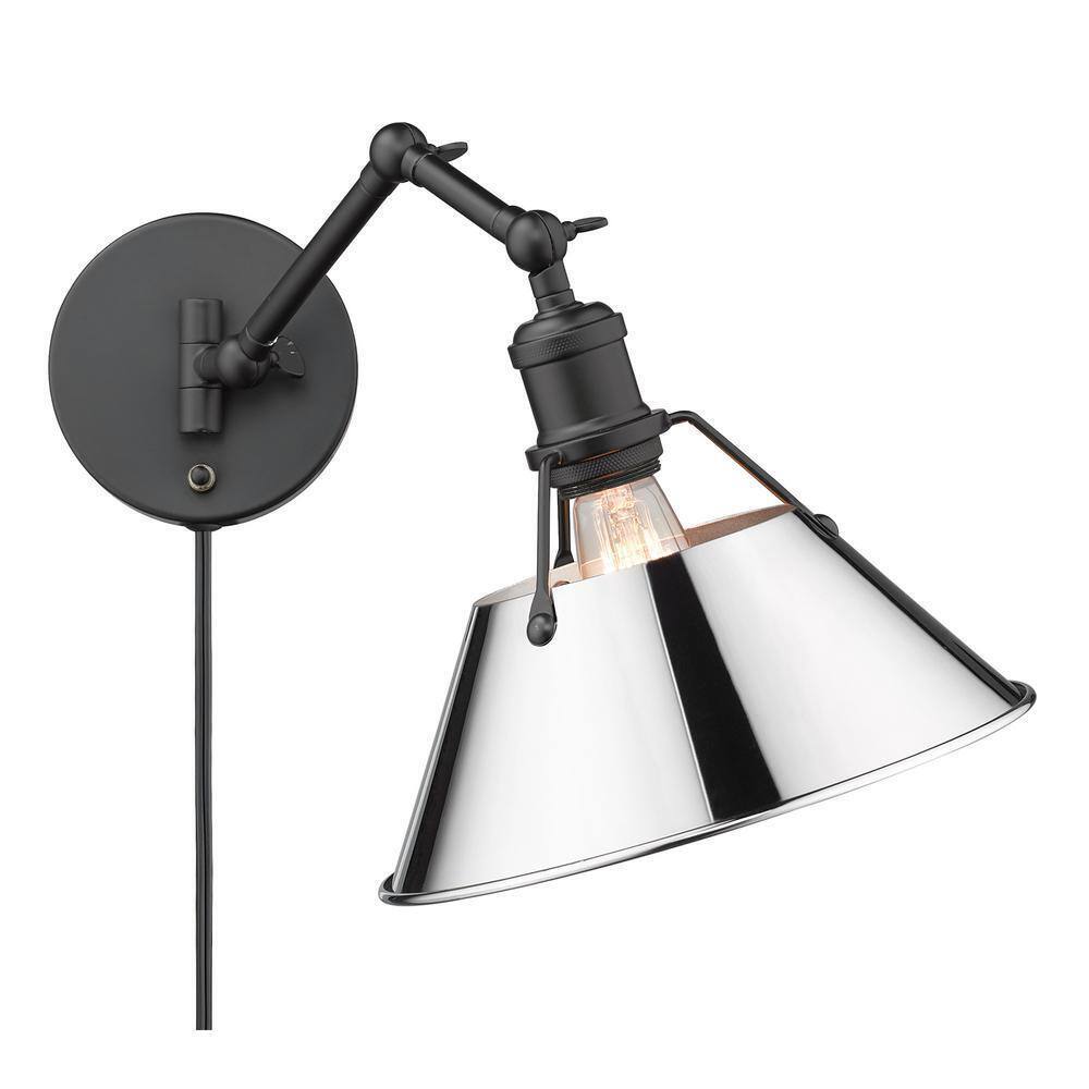 Golden Lighting Orwell 9 in. Matte Black Sconce 3306-A1W BLK-CH