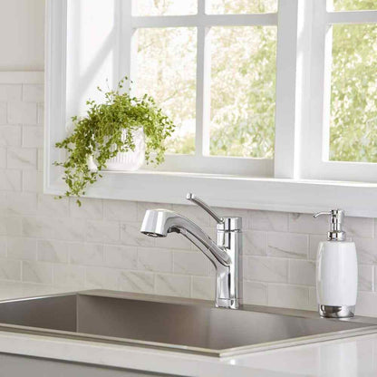 Glacier Bay McKenna Pull Out Sprayer Kitchen Faucet in Chrome w/ Turbo Spray