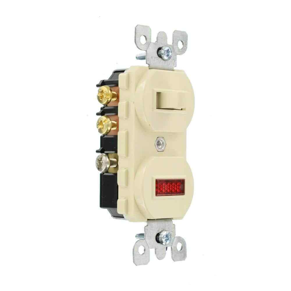 Leviton Commercial Grade Combination 3-Way Toggle Switch/Pilot Light Ivory