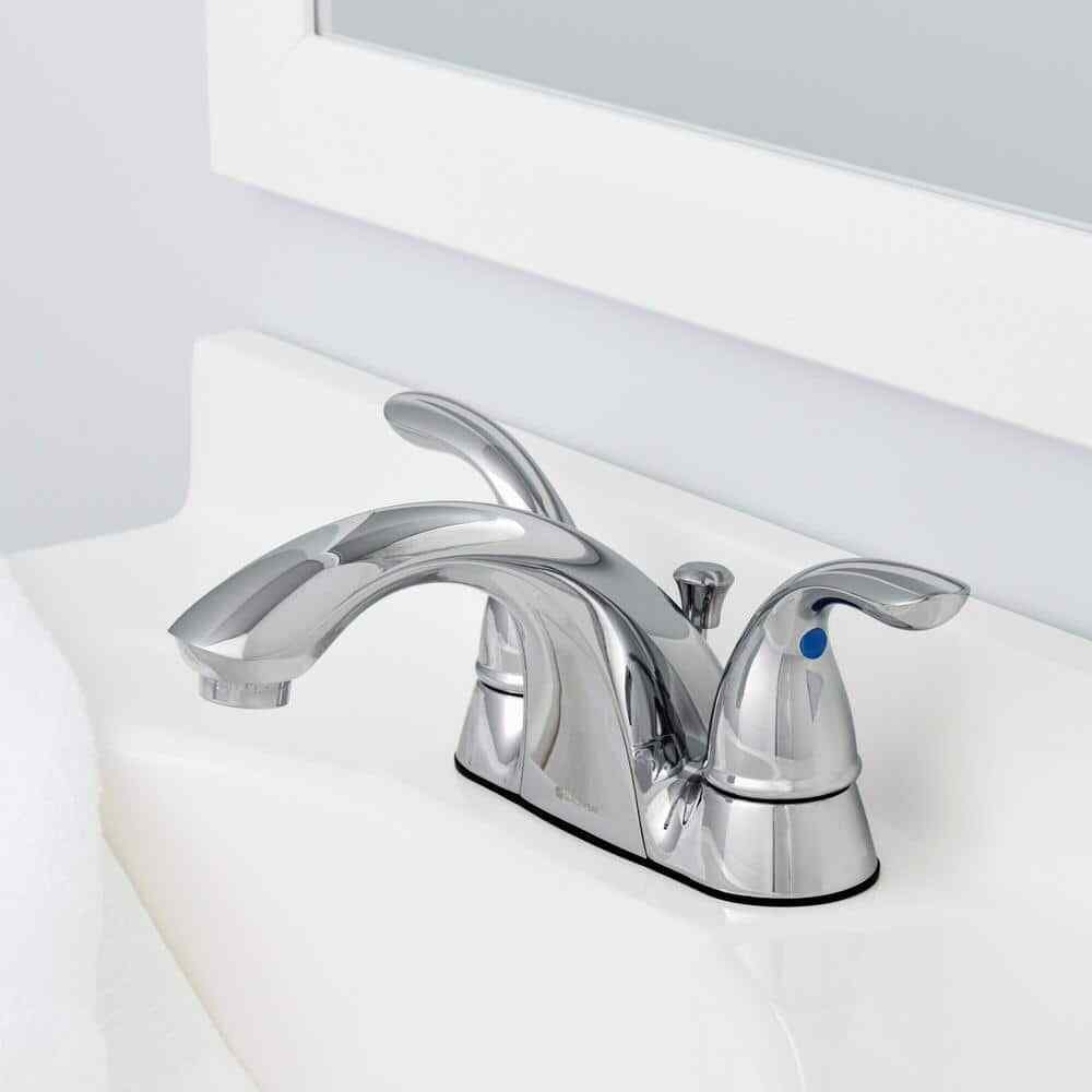 Glacier Bay Builders 4 in. Centerset 2-Handle Low-Arc Bathroom Faucet in Chrome