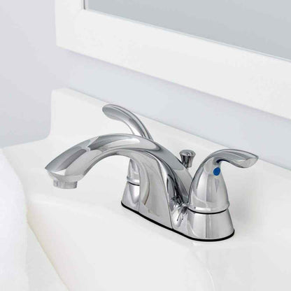 Glacier Bay Builders 4 in. Centerset 2-Handle Low-Arc Bathroom Faucet in Chrome