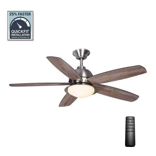 Home Decorators Ackerly 52 in. Indoor/Outdoor LED Brushed Nickel Ceiling Fan