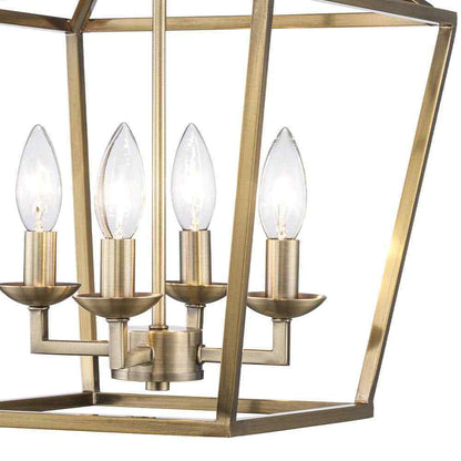 Home Decorators Weyburn 16.5 in. 4-Light Brushed Brass Lantern Semi-Flush Mount