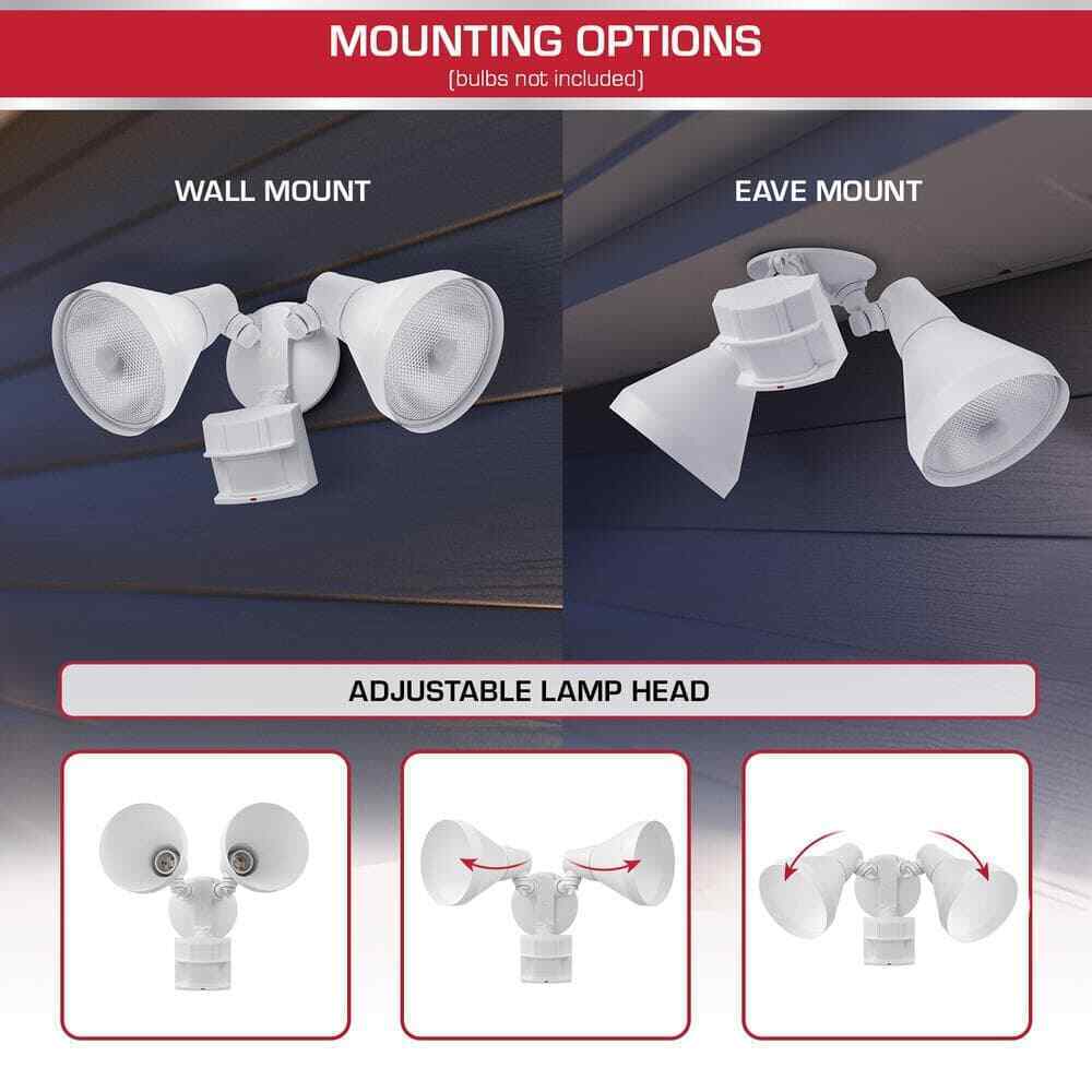 Defiant PAR 180-Degree White Motion Activated Wired 2-Head Security Flood Light
