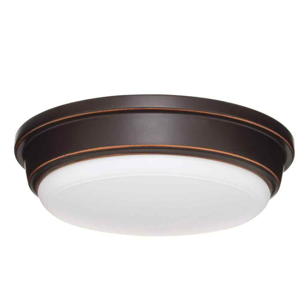 Hampton Bay Oil Rubbed Bronze Integrated LED Outdoor Flush Mount Ceiling Light