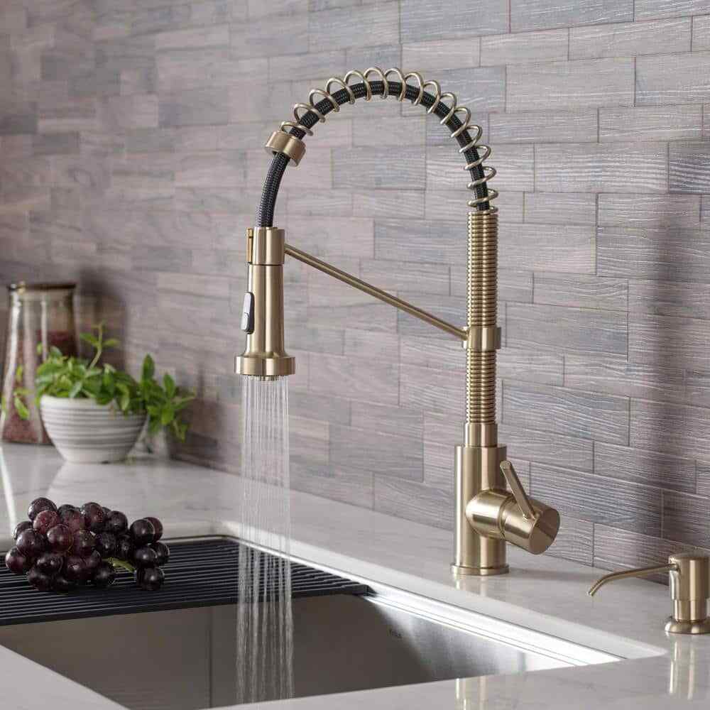KRAUS Single Handle 18-Inch Pull Down Kitchen Faucet w/ Dual Function Sprayhead