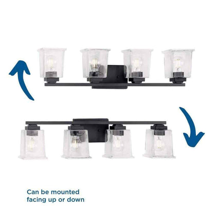 Progress Lighting Gilmour 27.875 in. 4-Light Matte Black Craftsman Vanity Light