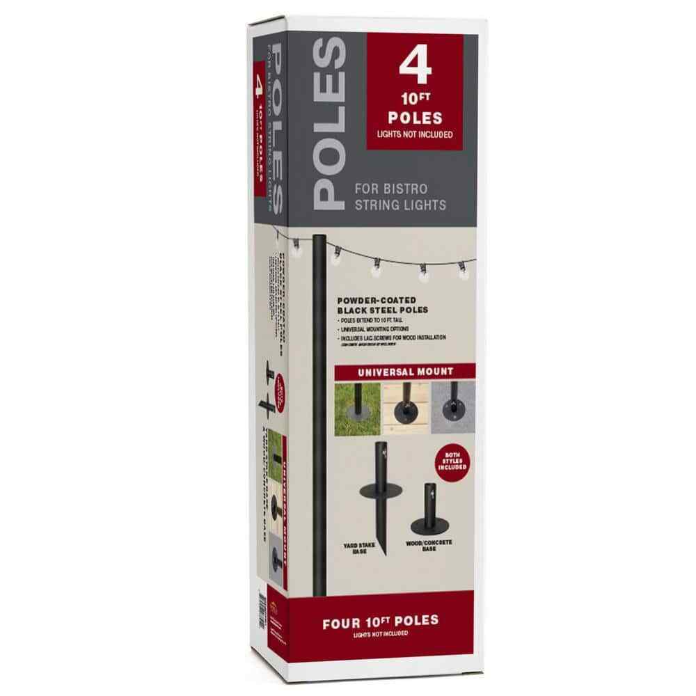 EXCELLO GLOBAL PRODUCTS Four 10 ft. String Light Poles EGP-HD-0361