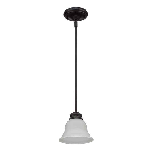 PUDO 6.9 in. 1-Light Pendant Light with White Finish and Black Base