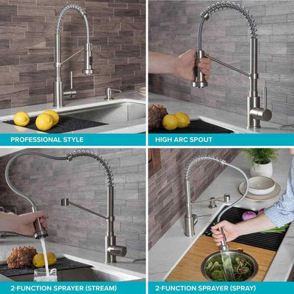 KRAUS Single Handle 18-Inch Pull Down Kitchen Faucet w/ Dual Function Sprayhead