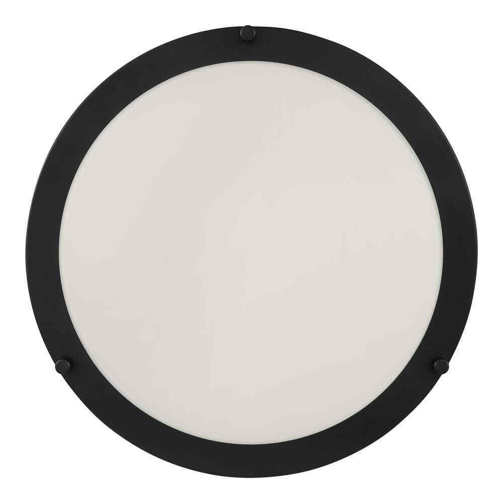 Flaxmere 14 in. Bronze Dimmable Flush Mount Ceiling Light w/ Frosted White Glass