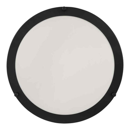 Flaxmere 14 in. Bronze Dimmable Flush Mount Ceiling Light w/ Frosted White Glass