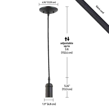 Globe Electric 1-Light Vintage Edison Matte Black Mini Pendant 64906