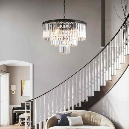 SILJOY 6-Lights Black Crystal Chandeliers 20 in. for Dining Room Bedroom