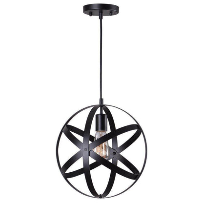 Home Decorators Orbit 1-Light Black Mini Pendant with Black Metal Strap Design