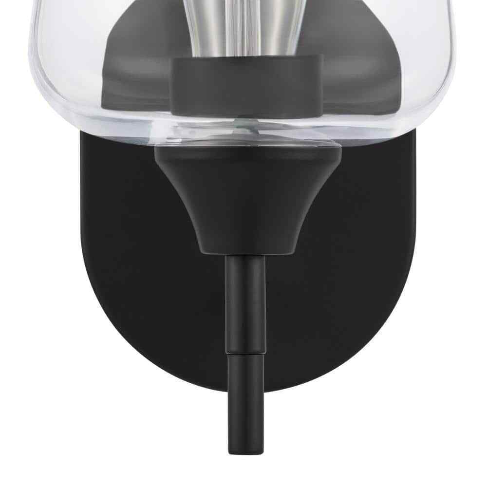 Hampton Bay Pavlen 5.5 in. 1-Lights Black Sconce with Clear Glass Shade