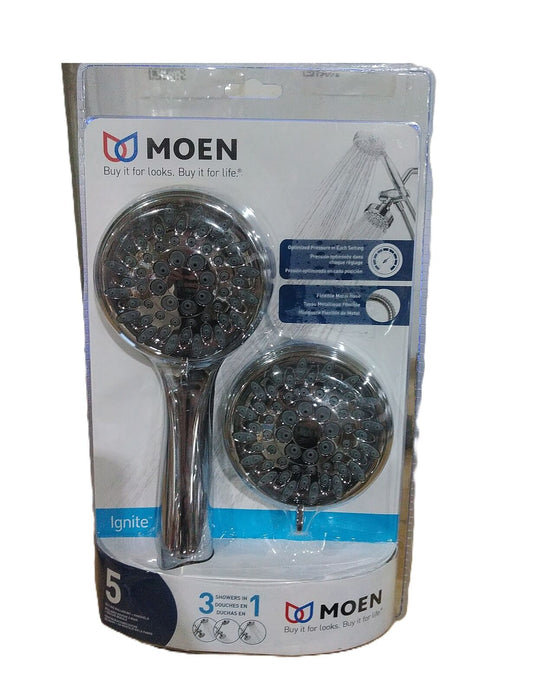 MOEN Ignite 5-Spray Patterns Dual Wall Mount Shower Heads 2.5 GPM Chrome
