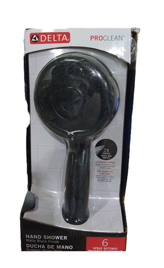 Delta ProClean 6-Spray Wall Mount Handheld Shower Head 1.75 GPM in Matte Black