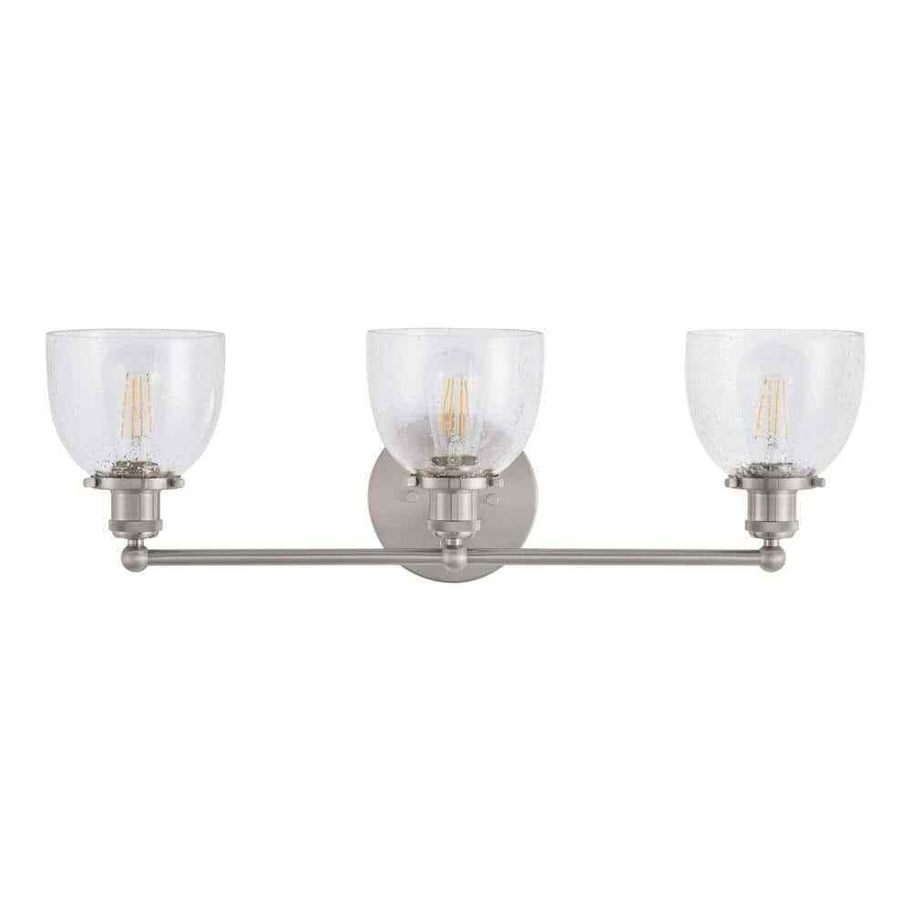 Home Decorators Evelyn 26.75 in. 3-Light Brushed Nickel Vanity Light