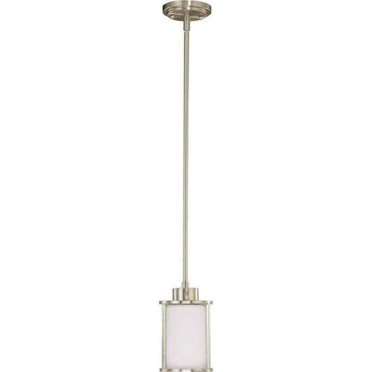 SATCO Odeon 60-Watt 1-Light Brushed Nickel Shaded Mini Pendant Light