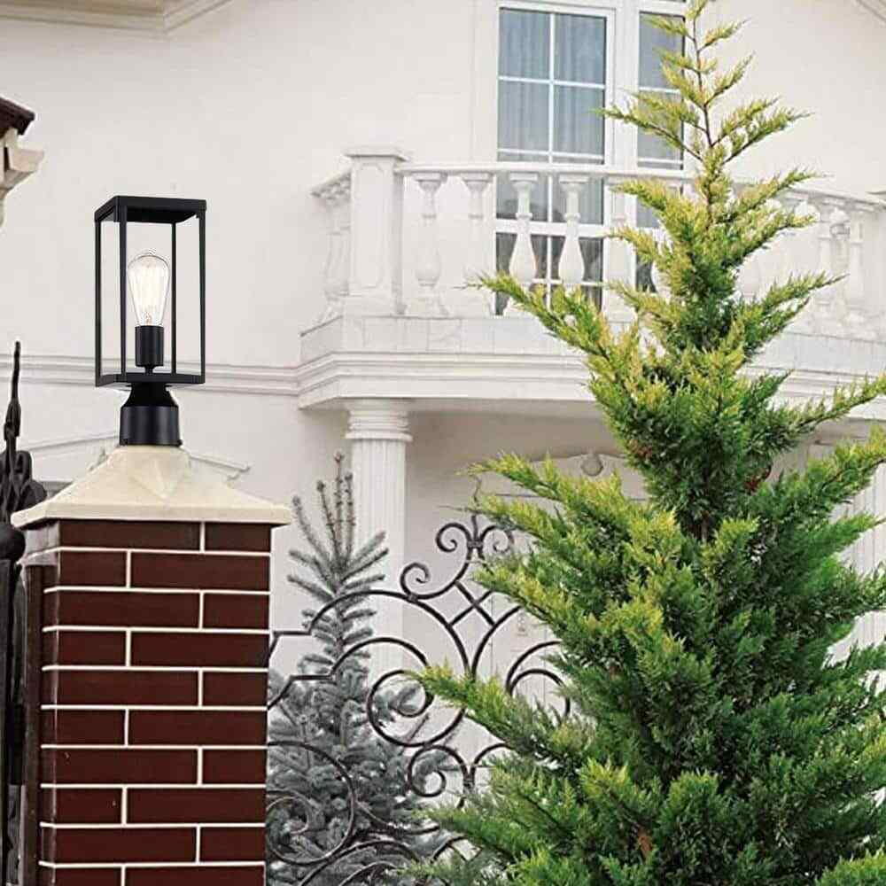 Hukoro Matte Black Metal Hardwired Outdoor Weather Resistant Post Light 2-Pack