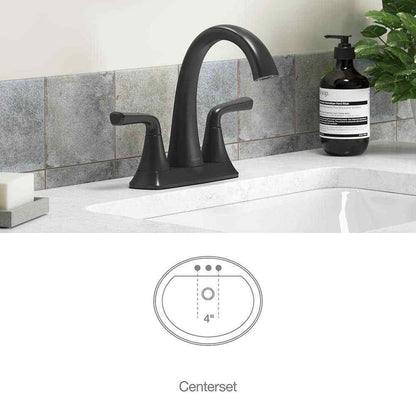 KOHLER Sundae 4 in. Centerset 2-Handles Bathroom Faucet in Matte Black