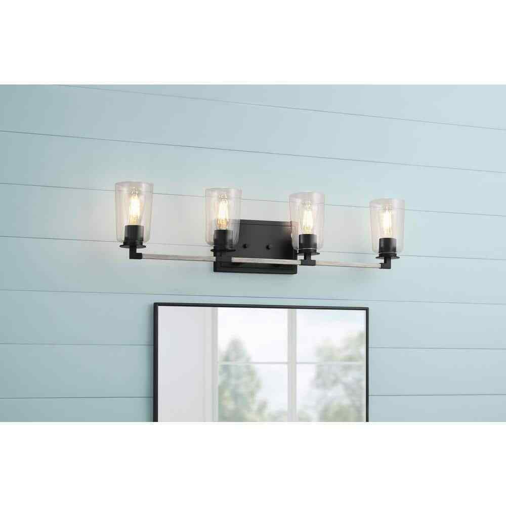 Home Decorators Walsh 34 in. 4-Light Black Coastal Bathroom Vanity Light