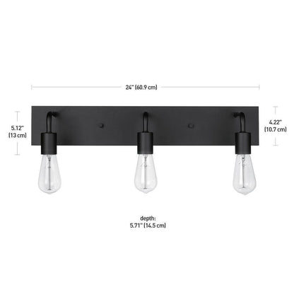 Hampton Bay Northvale 24 in. 3-Light Matte Black and Brass Bathroom Vanity Light